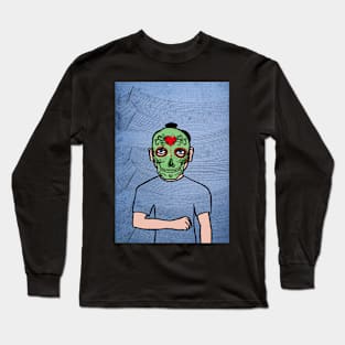 Ruth NFT - MaleMask with MexicanEye Color and BlueSkin on TeePublic Long Sleeve T-Shirt